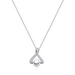 Pearl Necklace 925 Silver Pendant Necklace with 5mm Pearl and Cubic Zirconia Pearl Jewellery Cute Necklace Gifts for Women