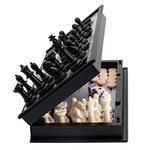 KAILE 10" Magnetic Chess Sets - 3 in 1 Travel Chess Checkers Backgammon Set with Folding Case - Portable Elastic Bag