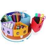 Gamenote Rotating Art Supply Organizer Lazy Susan Office School Supplies for Kids Desk Organizers and Storage Homeschool Craft Caddy Classroom Organization (Large)