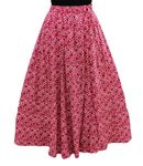 Grace18 Women's Cotton Flared Long Skirt (Red; Waist Size: 26" to 42"; Length 39 Inch, Size Fits to - M, L, XL)