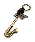 H-Customs saxophone clarinet musical instrument gold leather keychain pendant gold