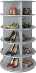 SpaceAid 5 Tier Rotating Shoe Rack Tower, Spinning Shoe Display Lazy Susan, Revolving 360 Shoe Rack Storage Round Carousel, Vertical Handbag Rotate Shoes Closet Organization (5-Tier Gray)