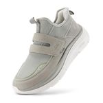 FitVille Women's Slip-on Shoes Wide Width Hands Free Walking Shoes with Adjustable Strap Orthopedic Shoes with Arch Support - Cloud Wanderer V5 (10 X-Wide, Moon Grey)