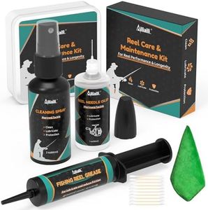 Ailiaili Fishing Reel Oil Kit - Reel Care Kit with 1oz Needle Oiler, 0.9oz Reel Grease, 2oz Clean Sprayer for Lubricate, Protect & Clean - Fishing Gear Maintenance Cleaning Set for Father’s Day