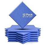 Fstop Labs 0.4" X 12" X 12" Acoustic Foam Panels, Sound Absorbing Panel, Beveled Edge Tiles Soundproof Foam Insulation, Soundproof Wall Panels (12 Pack, Light Blue)