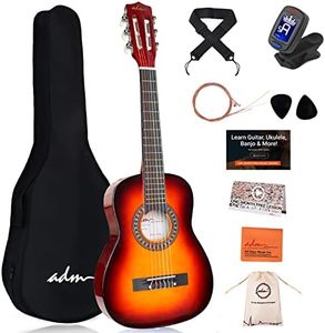 ADM Beginner Acoustic Classical Guitar 30 Inch Nylon Strings Wooden Guitar Bundle Kit for Kid Boy Girl Student Youth Guitarra Online Lessons with Gig Bag, Strap, Tuner, Extra String,Pick,Sunbrust 1