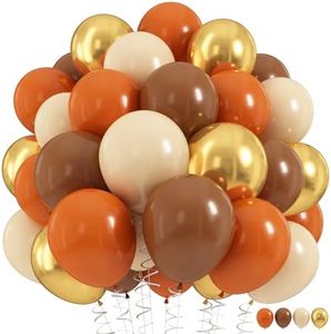 Orange Brown Balloons Set, 60Pcs 12 Inch Burnt Orange Tan Pastel Coffee Metallic Gold Retro Ivory White Cream Latex Balloons for Birthday Thanksgiving Fall Wedding Boho Bridal Shower Party Decorations