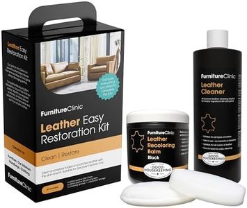 Furniture Clinic Leather Easy Restoration Kit | Includes Leather Recoloring Balm & Leather Cleaner, Sponge & Cloth | Restore & Repair Sofas, Car Seats & More (Black)