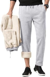 EFAN Mens Sherpa Fleece Lined Sweatpants Winter Thermal LightGray XL