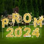 POILKMNI 8 PCS Prom 2024 Yard Signs Party Outdoor Lawn Decorations with Light String Prom Graduation Yard Signs Party Outdoor Grad Lawn Decor Graduation Party Supplies