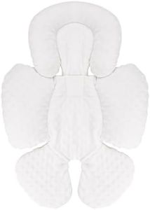 KAKIBLIN Infant Car Seat Insert, Baby Carseat Head & Body Support for Newborn, 2-in-1 Reversible Baby Car Seat Cushion, Soft Stroller Cushion Insert for Car Seats, Bouncer, Strollers, Swing (White)