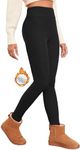 Famulily Sherpa Fleece Black Leggings for Women Winter Warm Tights Casual Thick Thermal Leggings (M, Black)