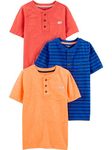 Simple Joys by Carter's Baby Boys' 3-Pack Short-Sleeve Tee Shirts, Orange/Blue/Red, 8