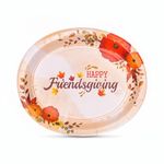 GFInYHM 50 Count FriendsGiving Oval Paper Plates, 10" x 12.5" Large Disposable Platters for Holiday Xmas Dinnerware Table Decorations