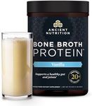 Ancient Nutrition Protein Powder Made from Real Chicken and Beef Bone Broth, Vanilla, 20g Protein Per Serving, 20 Serving Tub, Gluten Free Hydrolyzed Collagen Peptides Supplement