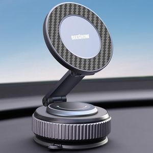 Car Phone Holder for Magsafe [96 LBS Ultra Suction Vacuum+2800gf Magnetic] Car Phone Mount 360° Adjustable Foldable Phone Holders for Your Car for iPhone Android and All Smartphones (Carbon Fiber)