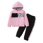 Xumplo Toddler Girl Clothes Pink Leopard Hoodie Tops and Black Pants Outfit Clothing Set 3-4 Years