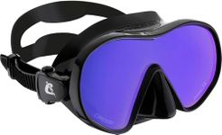 Cressi F-Dual Mono-Lens Masks, Black/Black, Yellow Transmittance - Blue Reflection Lens, Yellow/Blue Lens