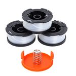 Poweka Trimmer Spool & Line Compatible with Black Decker Replace A6485 A6481 AF-100 ST5530-GB GLC3630L20-GB STC1820PC-GB BESTA530-GB BESTA525-GB with 1 String Trimmer Spool Cover Cap