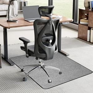 MUEZDUR Office Chair Mat for Carpeted & Hardwood Floor, 120x90cm Carpet Protector Chair Mat for Home Office Rolling Chair Easy Glide Heavy Duty Folding Mat (Light Grey)