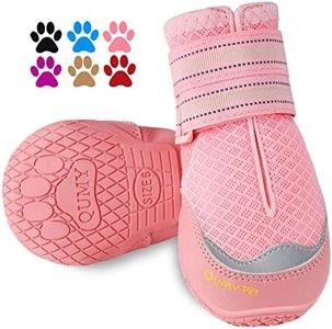 QUMY 2PCS Dog Boots for Hot Pavement Shoes for Dogs Summer Heat Resistant Booties Mesh Breathable Nonslip with Reflective Straps Pink Size 8