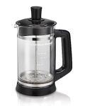 Hamilton Beach 40400R French Press with Frothing Attachment for Coffee, Hot Chocolate or Tea, Glass, 1 Liter