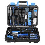 DEKO Tool Kit Set Box 100 Pieces Home Repair DIY Tools Basic Hand Toolbox Sets for Home,Blue