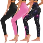 TNNZEET Pink Leggings for Women - Galaxy Print High Waisted Soft Yoga Pants for Workout Running Maternity