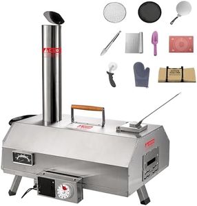 12-Inch Automatic Rotatable Pizza Ovens, Portable Stainless Steel Wood Fired Pizza Oven Pizza Maker with Built-in Thermometer Pizza Cutter Carry Bag