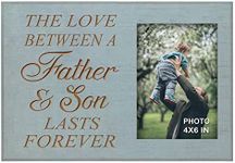 Yudarte Dad Gifts from Son - The Love Between a Father and Son Lasts Forever - Engraved Wood Picture Frame Holds 4x6 Inches Photo - Stepfather Father's Day Gift Frames