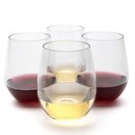 D'eco Unbreakable Stemless Wine Glasses, 18oz- 100% Tritan - Shatterproof, Reusable, Dishwasher Safe Drink Glassware (Set of 4) - Indoor Outdoor Drinkware - Great Holiday, Housewarming & Wedding Gift