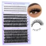 TOOCHUNAG Russian Individual Eyelashes with Bottom Lash Clusters Fluffy D Curl Cluster Lashes 5-7mm Wispy Bottom Eyelash Clusters 10-18mm Thick Upper Individual Eye Lashes Extension