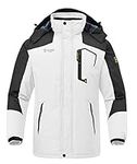 YSENTO Mens Waterproof Ski Winter Jacket Outdoor Warm Windproof Fleece Coats with Hood(White,L)