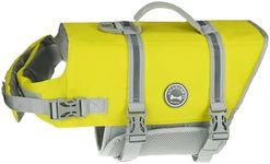 VIVAGLORY Ripstop Dog Life Jacket for Small Medium Large Dogs Boating, Dog Swimming Vest with Enhanced Buoyancy & Visibility, Yellow Grey