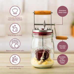 Kilner 1L Butter Churner – Glass Hand Crank Butter Maker