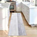 Calore Runner Rug 2'x 10' for Hallways Area Rug Indoor Non Slip Carpet Abstract Soft Distressed Geometric for Laundry Room Doorway Bedroom (Grey/Light Blue)