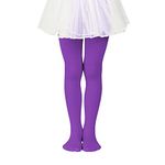 Footed Ballet Tights for Girls Toddlers Dance Leggings Ultra Soft Elasticity School Pantyhose for Kids Purple 6-9 Years