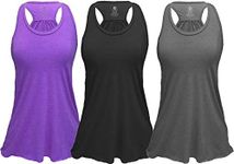 Epic MMA Gear Flowy Racerback Tank Top, Regular and Plus Sizes Pack of 3, Black/Purple/Grey, 4X-Large