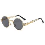 Vintage Round Sunglasses Men Black Retro Punk Sun Glasses Women Summer 2018 (gold with black)