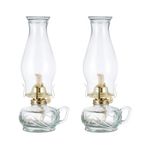 DNRVK 2 Pack Vintage Kerosene Lamp for Indoor Use, 12.2 Inch Height Oil Lamp with Handle 7/8 Inch Wick Rustic Glass Hurricane Lamp Oil Lanterns for Home Decor Emergency Lighting