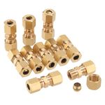 LTWFITTING 1/4-Inch OD Compression Union ,Brass Compression Fitting(Pack of 10 )