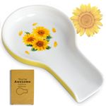 Spoon Rest for Stove Top - Sunflower Kitchen Decor Kitchen Utensils Holder Sunflower Ceramic Spoon Rest Kitchen Counter, Gift Box Yellow Kitchen Decor Sunflower Gifts for Women