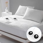 King Size Electric Heated Mattress Pad 10 Heat Settings Dual Control with Timer for 1-12 Hours Auto Off, Lighted Button