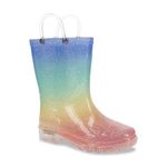 Western Chief Unisex-Child Waterproof Rain Light Up Each Step Boot, Sparkle Metallic, 9-10 Toddler