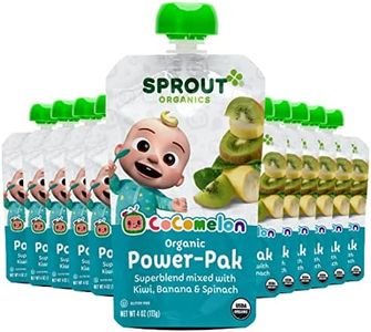 Sprout Organic Baby Food, Stage 4 Toddler Pouches, Kiwi Banana & Spinach Power Pak, Purees, 4 Ounce, Pack of 12