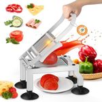 Newhai Commercial Tomato Slicer 0.4”/10mm Thickness Manual Tomato Cucumber Onion Ham Egg Cutter Heavy Duty Stainless Steel Slicer Tool with 4 Suction Cups for Restaurant Home Use