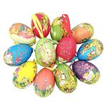 Gardeningwill 12pcs New Vintage Style Paper Mache Egg Hanging Ornaments Easter Tree Decoration