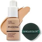 PHOERA Foundation Makeup Naturally Liquid Foundation Full Coverage Mattle Oil-Control Concealer 8 Colors Optional,Great Choice For Gift (#104 Buff Beige)