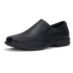 HEEZ Men's Loafers, Casual Slip On Dress Oxford Shoes, Comfortable Business Work Shoes, Square Toe, Removable Rebounded Insole, Medium Arch Support, Lightweight PU Outsole, Black, 8