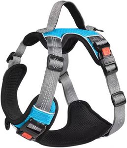 PetVogue Dog Harness With 3M Reflective | No Pull Adjustable Dog Body Belt | Reflective Dog Vest Oxford Fabric | Soft Padded Easy Control Dog Chest Neck Belt | No More Pulling Or Choking - Small, Blue